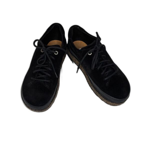 Birkenstock Honnef Low Black Leather Suede Cork Shoes Sneakers - Picture 2 of 10